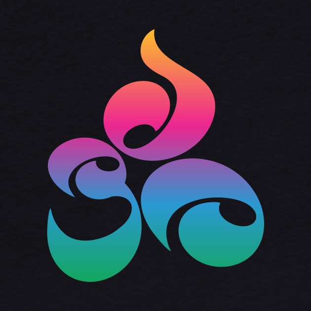 Colorful Kawaii OM, AUM, Zen, Yoga Meditation Sanskrit Symbol by Rajsupal